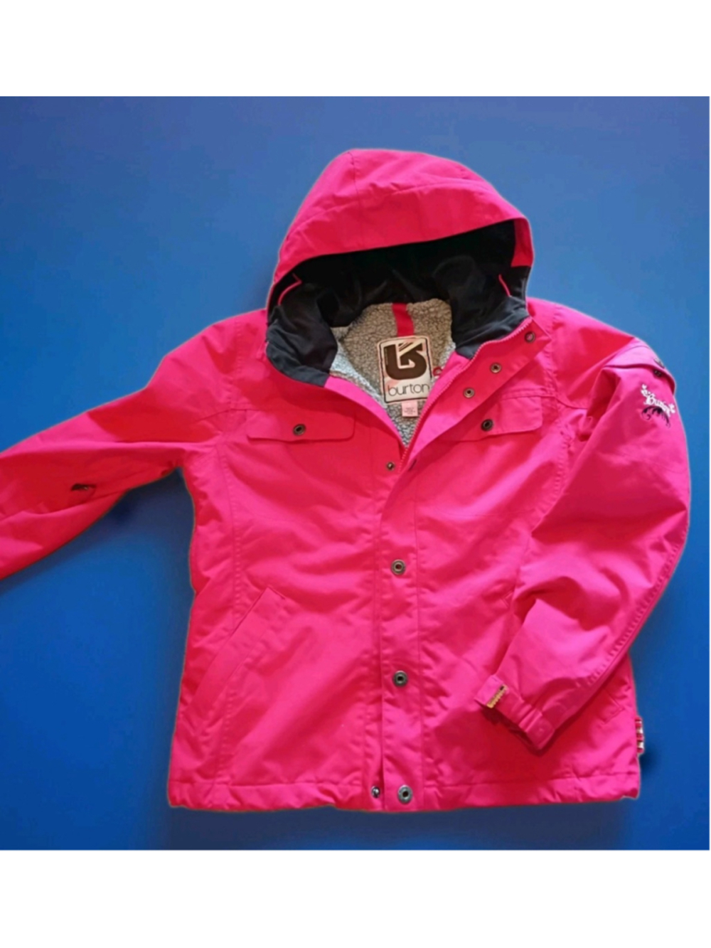 Burton Snowboard-S-Dryride Sherpa Lined Hooded Jacket-Neon Pink Tech Performance